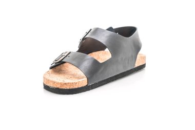 Erkek deri sandalet beyaz arka plan üzerinde