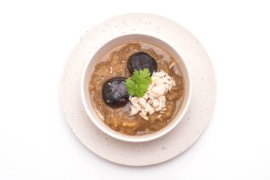 Yengeç kase kırmızı et suyu çorbası kızarmış balık Maw