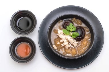 Yengeç kase kırmızı et suyu çorbası kızarmış balık Maw