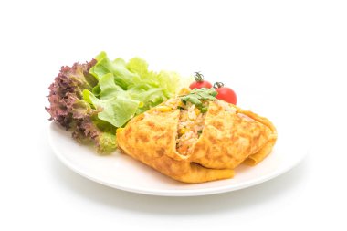 Bir omlet kaydırma aromalı Fried Rice