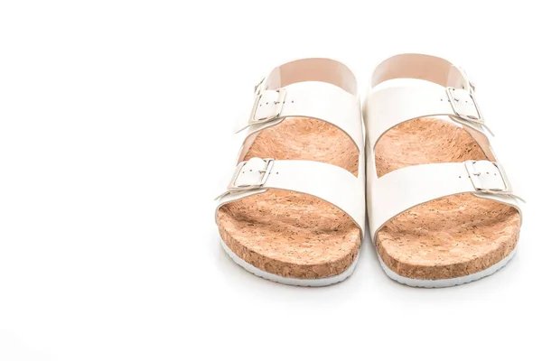 Unisex-Ledersandalen auf weißem Hintergrund — Stockfoto