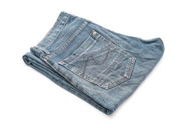 Beyaz arka plan üzerinde katlanmış kot