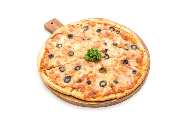 Pizza de pepperoni com azeitona — Fotografia de Stock