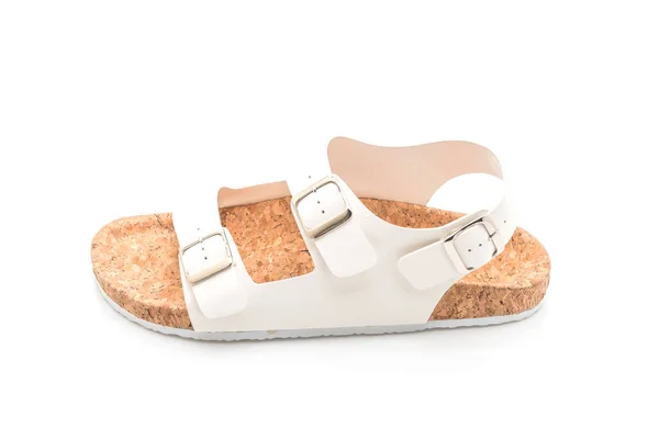 Unisex kožená sandály na bílém pozadí — Stock fotografie
