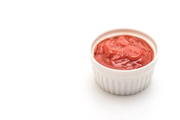 Ketchup oder Tomatensauce in Untertasse — Stockfoto