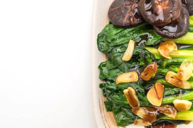 Sarımsaklı istiridye soslu kızarmış Hong Kong Kale heyecan