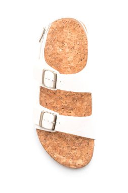 Beyaz arka plan üzerinde unisex deri sandalet