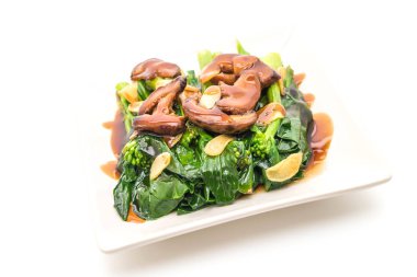 Sarımsaklı istiridye soslu kızarmış Hong Kong Kale heyecan