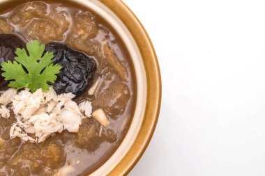 Yengeç kase kırmızı et suyu çorbası kızarmış balık Maw