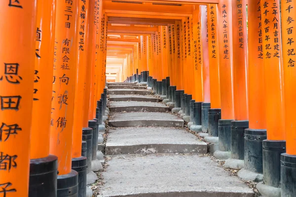 La passerelle des portes torii rouges au sanctuaire fushimi inari taisha à Ky — Photo