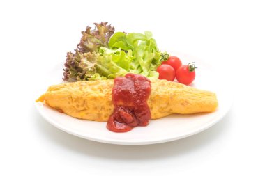 Bir omlet kaydırma aromalı Fried Rice