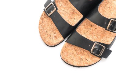 Erkek deri sandalet beyaz arka plan üzerinde