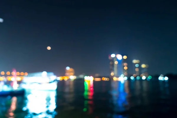 Abstract blue and defocused Bangkok City with River — Stock Photo, Image