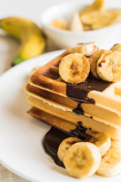 banana waffle with chocolate