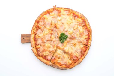 beyaz zemin üzerine Hawai pizza