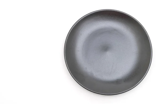 Pelat hitam dan mangkuk diisolasi pada latar belakang putih — Stok Foto