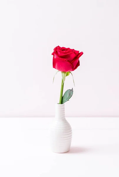 Red rose on wood — Stock Photo, Image