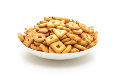 Beyaz arka plan üzerinde bisküvi kraker