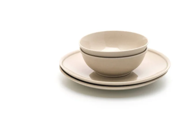Lemez- és bowl elszigetelt fehér background — Stock Fotó