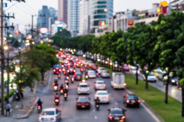 Soyut bulanıklık ve trafik sıkışıklığı arka plan için şehirde defocused