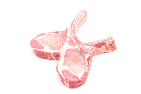 Schweinekotelett Roh Isoliert Auf Weißem Hintergrund — Stockfoto