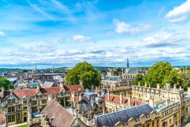 High angle view of High Street of Oxford City, UK clipart