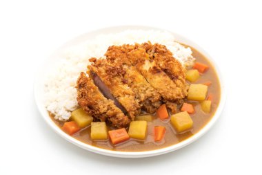 Çıtır çıtır kızarmış domuz pirzola köri ve pilav ile 