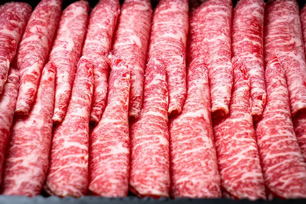 Fresh beef raw sliced with marbled texture — Stock Photo, Image