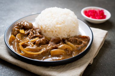 Sliced Beef Curry Rice clipart