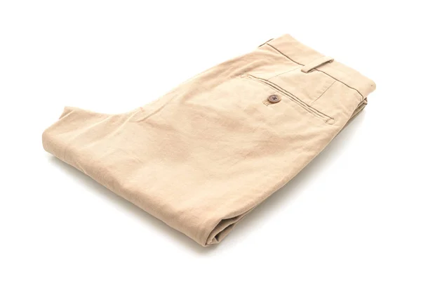 Biege pantolonu beyaz arkaplanda — Stok fotoğraf