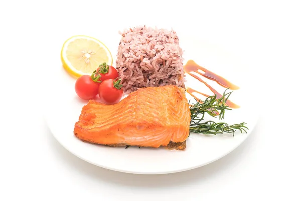 Salmon Steak with Berry Rice