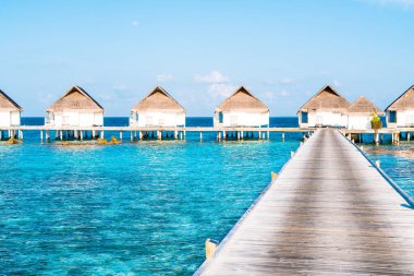 Plaj ile güzel tropikal Maldivler tatil oteli ve ada