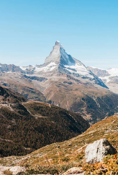 Blick auf den Matterhorngipfel in Zermatt, Schweiz. — Stockfoto