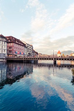 Luzern, İsviçre - 28 Ağustos 2018: Görünüm Luzern city, RIV