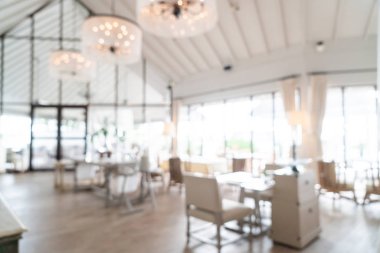 Özet olarak, arka plan için soyut bulanıklık ve odaksız otel restoranı