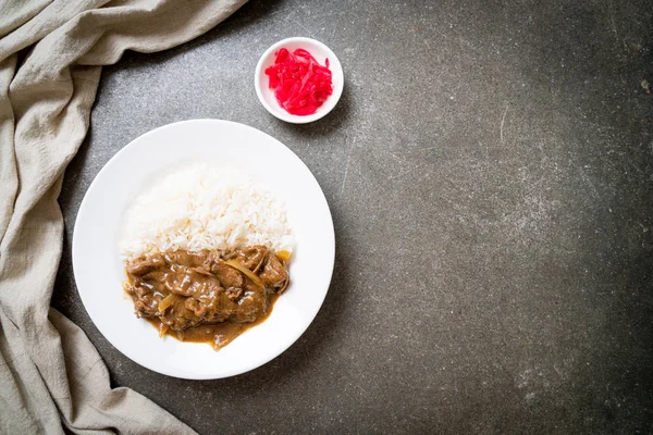 Sliced Beef Curry Rice — Stock Photo, Image