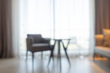 Arka plan için soyut bulanık oturma odası iç mekanı