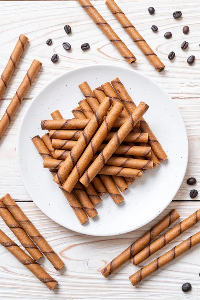 coffee wafer stick roll with cream