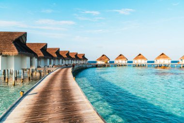 Plaj ile güzel tropikal Maldivler tatil oteli ve ada