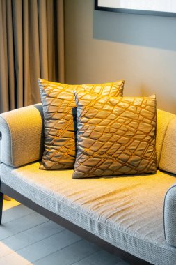 Güzel yastıklar oturma odasındaki kanepede.