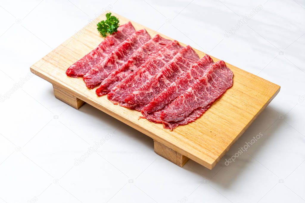 fresh beef raw sliced with marbled texture