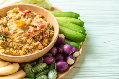 Chili Yapıştır kaynamaya yengeç veya Hindistan cevizi m ile yengeç ve soya sos ile