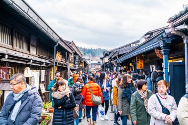 Takayama, Japonya, 12 Ocak 2020: Takayam 'ın manzara çekimi