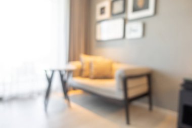 Arka plan için soyut bulanık oturma odası iç mekanı