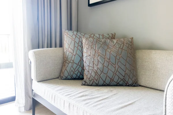 Beautiful and comfortable pillows decoration sofa — Stock Photo, Image