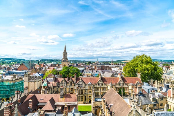 Wysoki kąt widzenia High Street Oxford City, Wielka Brytania — Zdjęcie stockowe