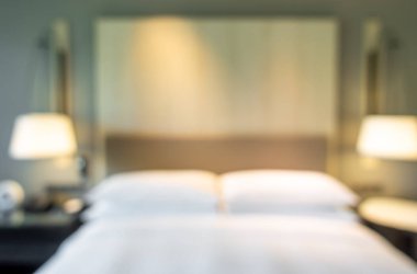 Arka plan için soyut bulanık yatak odası iç mimarisi