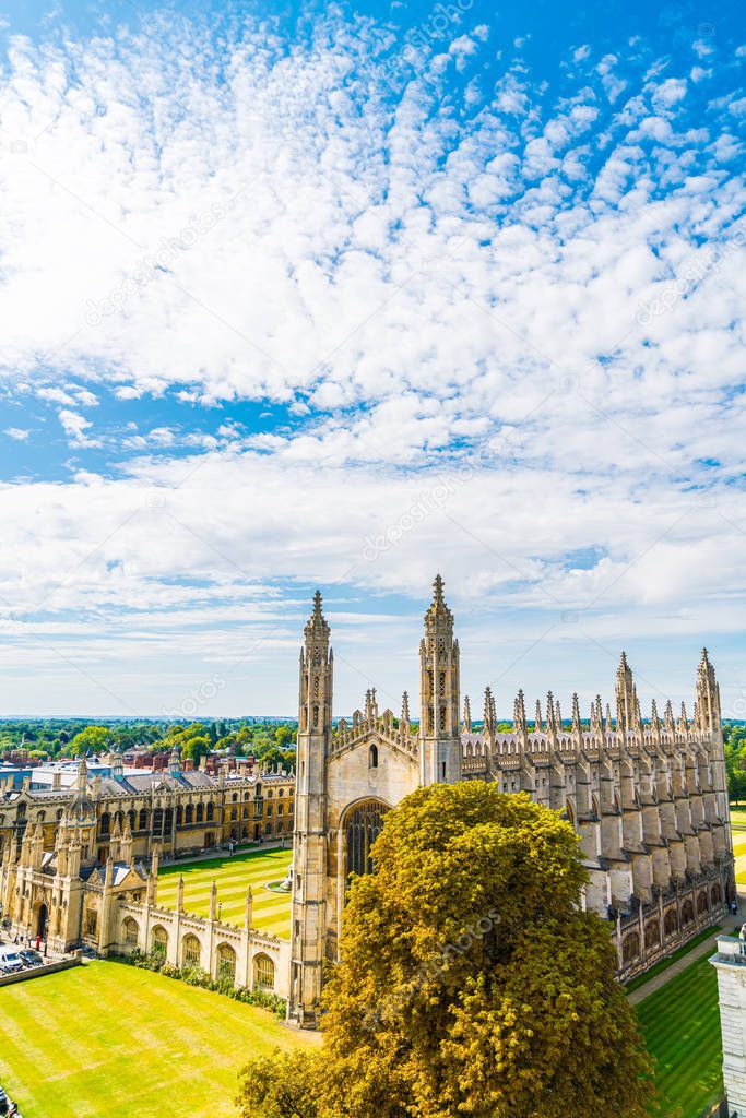 High angle view of the city of Cambridge, UK