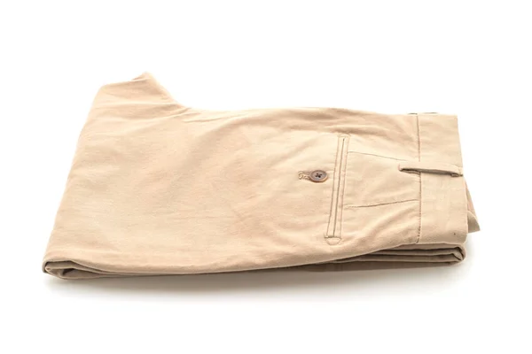 Biege pantolonu beyaz arkaplanda — Stok fotoğraf
