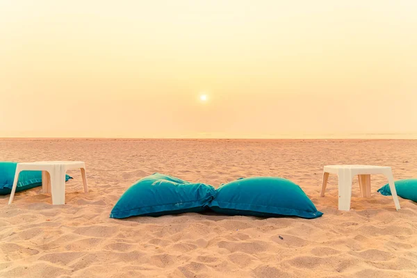 beach bean bag  with ocean sea background